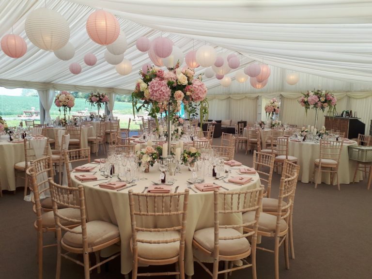 Marquee Hire, Pink and White Theme Wedding